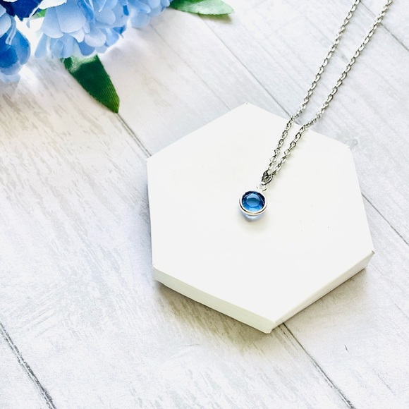 September Swarovski Crystal Necklace, Sapphire Swarovski Crystal, Handmade - Picture 1 of 5